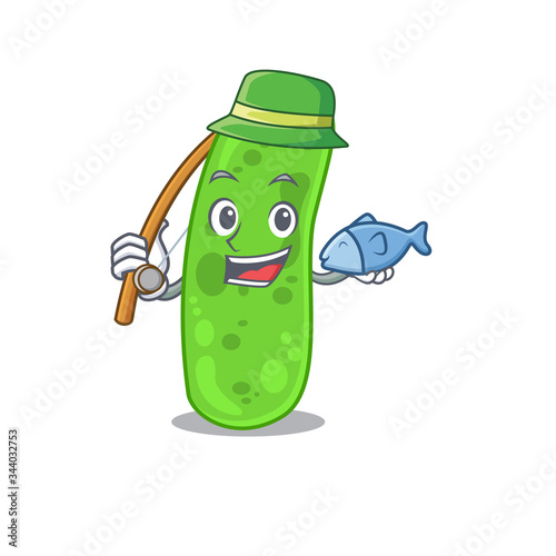 Cartoon design concept of propioni bacteia while fishing