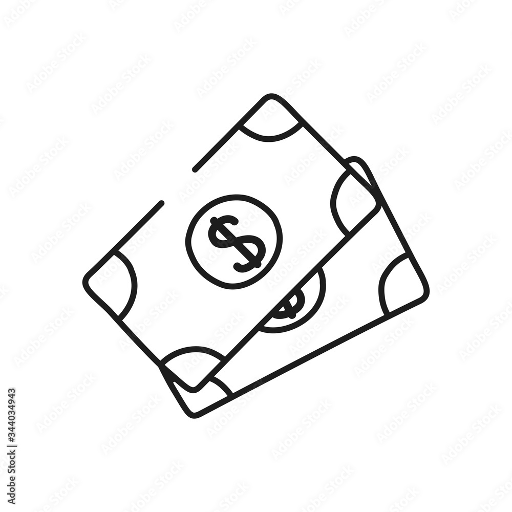money bills icon, line style