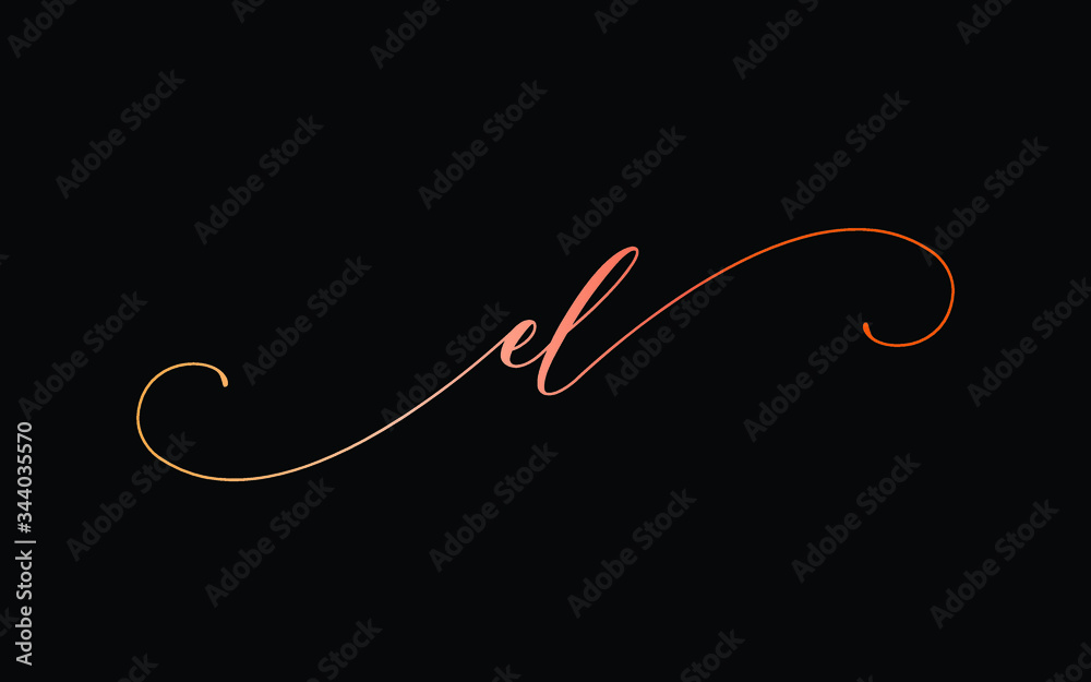 el or e, l Lowercase Cursive Letter Initial Logo Design, Vector Template - obrazy, fototapety, plakaty 