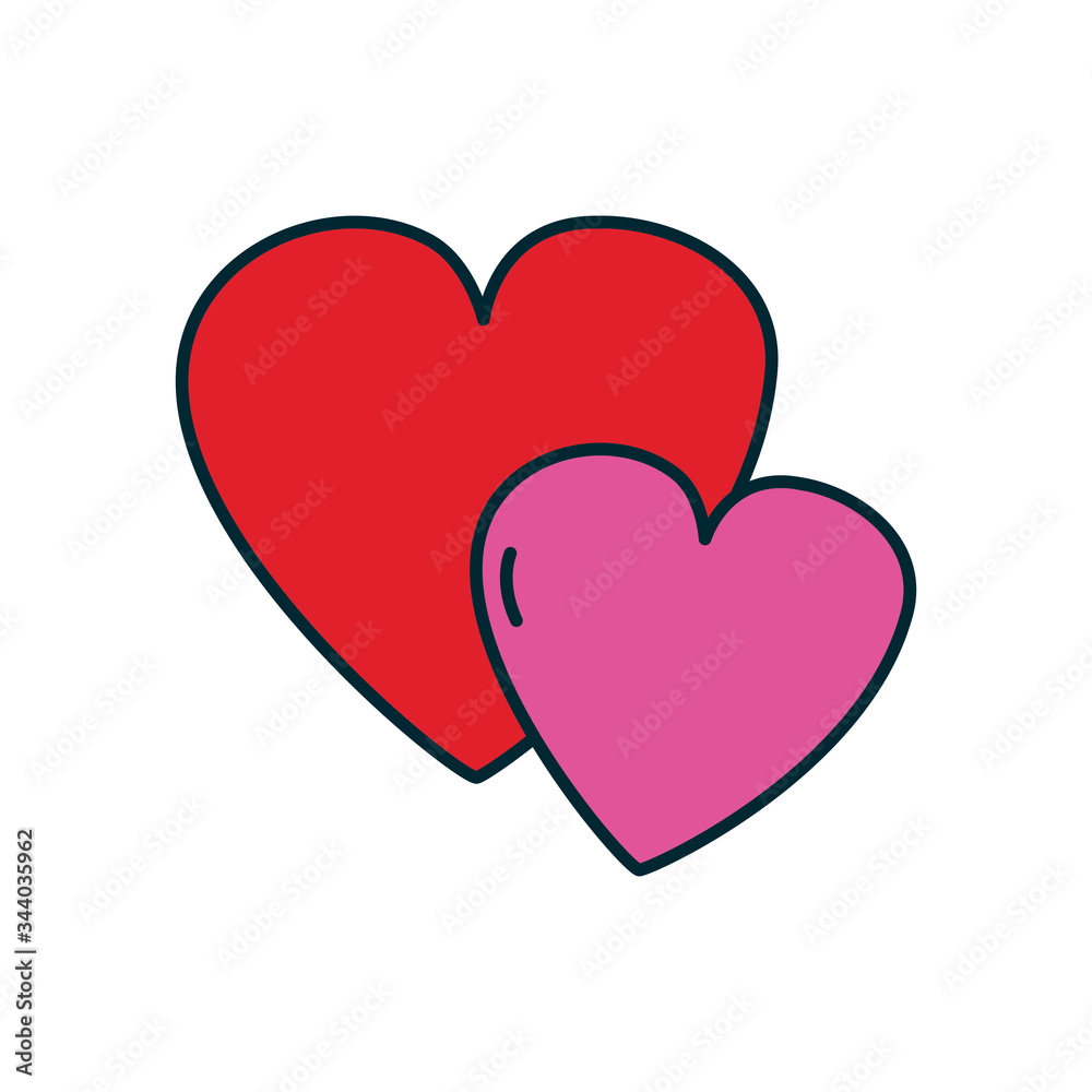 hearts icon, line and fill style