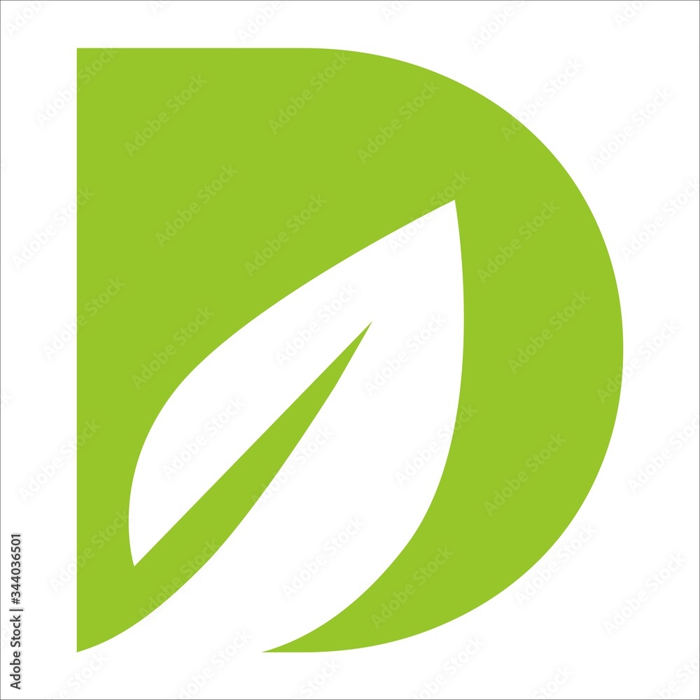 Initials D with negative space Green Leaf vector logo
Initials D with negative space Green Leaf vector logo