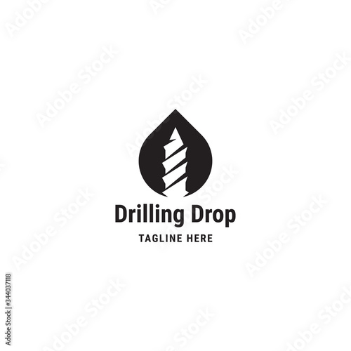 Drilling drop logo concept. Drill, water - vector