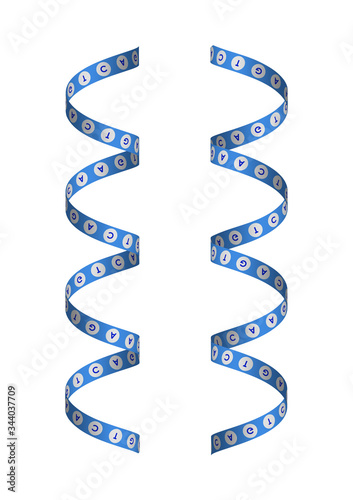DNA spiral with ribbon letters. Isolated vector on white background