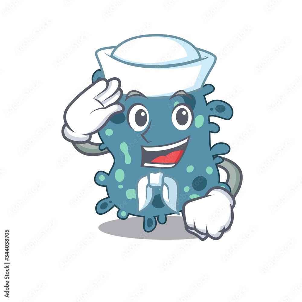 Sailor cartoon character of rickettsia with white hat