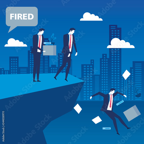 scene of businessmen unemployed in precipice vector illustration design
