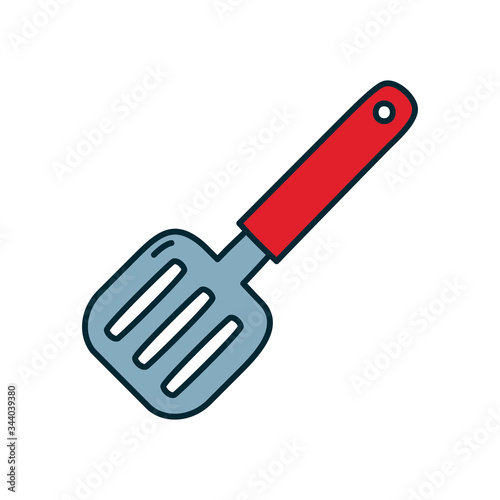 kitchen spatula icon, line and fill style