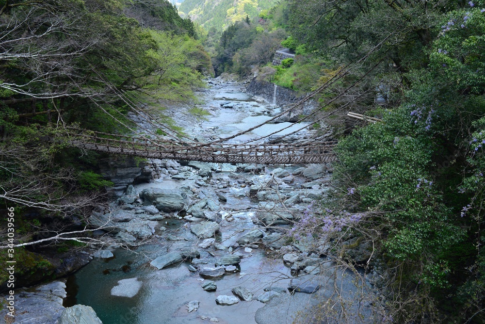 Φωτογραφία Japan's Shikoku region Is a bridge made of wood in Tokushima Prefecture Iya no K