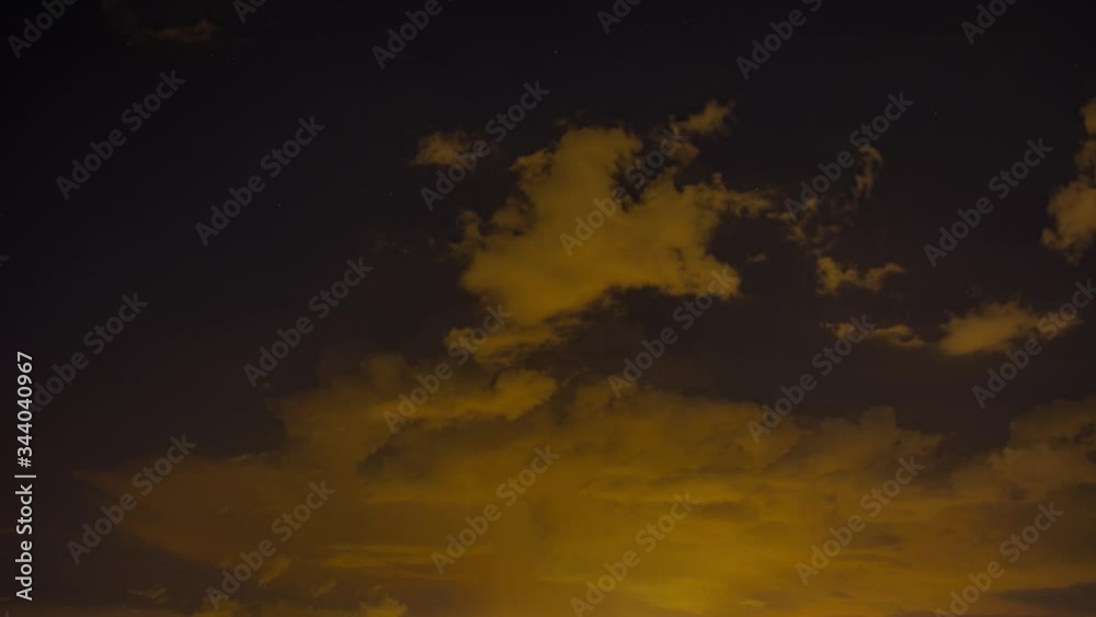 Lightning in a Night Storm with stars and Clouds post sunset Time Lapse, Timelapse, Time-Lapse, 4K