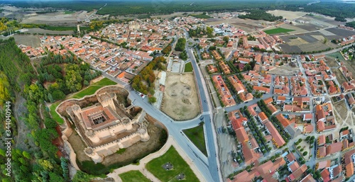 Castle of Coca in Segovia,Spain. Aerial Drone  Photo photo