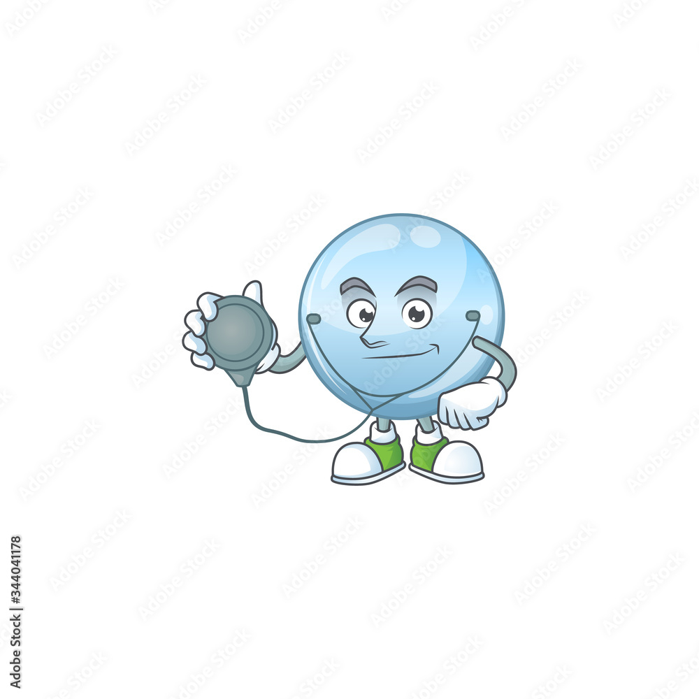 A dedicated Doctor collagen droplets Cartoon character with stethoscope