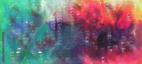 Red and green textured background. Beautiful chaotic strokes. Abstract paint paper texture