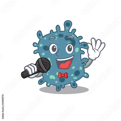 Talented singer of rickettsia cartoon character holding a microphone photo