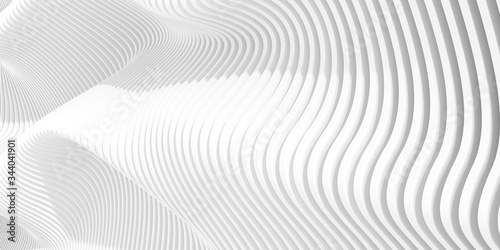 Abstract of white pattern, smooth shape, architecture facade details,Perspective of future building design, Parametric wall. 3D rendering.