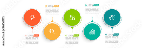 Minimal infographic template design with numbers 5 options or steps.