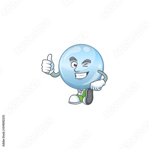 Mascot design style of collagen droplets showing Thumbs up finger