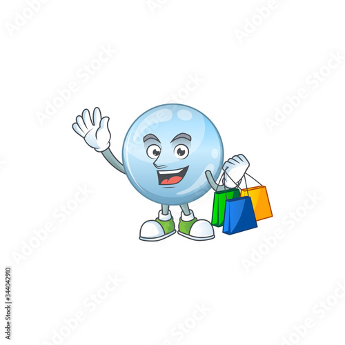cartoon character concept of rich collagen droplets with shopping bags
