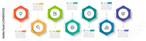 Minimal infographic template design with numbers 7 options or steps.