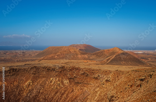 Nortern Fuerteventura, view over volcanic Crater Calderon Hondo. October 2019