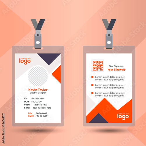 Modern & Creative ID Card Design Template. Identity badge With Photo Placeholder.	