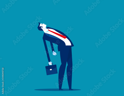 Businessman walk leaning back. Office people concept. Flat cartoon style design.