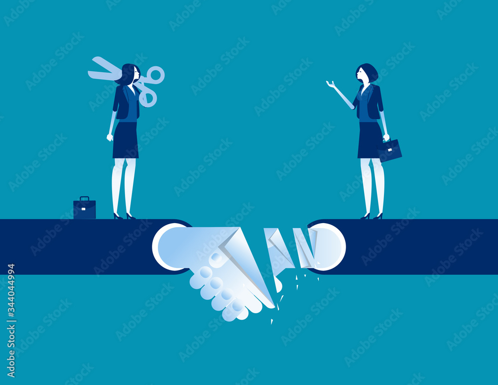 Break the relationship. Business relation concept, Flat cartoon vector illustration design. Break the relationship. Business relation concept, Flat cartoon vector illustration design.