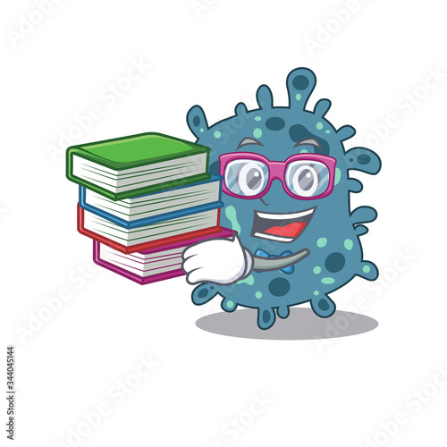A diligent student in rickettsia mascot design concept with books photo