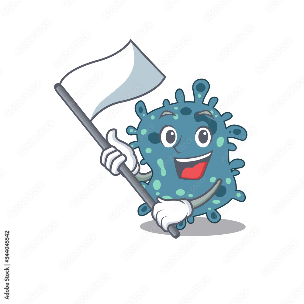 A nationalistic rickettsia mascot character design with flag A nationalistic rickettsia mascot character design with flag