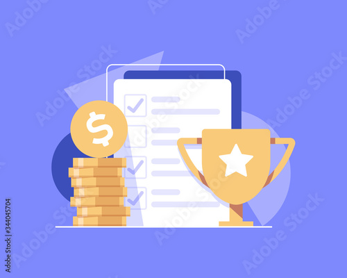 success concept,Trophy,Prize money,flat design icon vector illustration