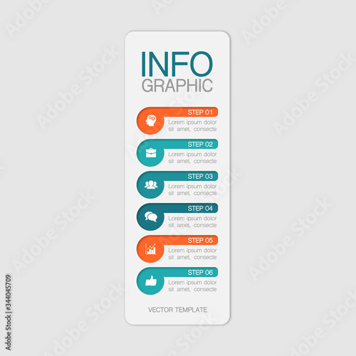 Vector iInfographic template for business, presentations, web design, 6 options.