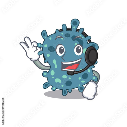 A gorgeous rickettsia mascot character concept wearing headphone photo