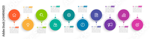 Minimal infographic template design with numbers 10 options or steps.