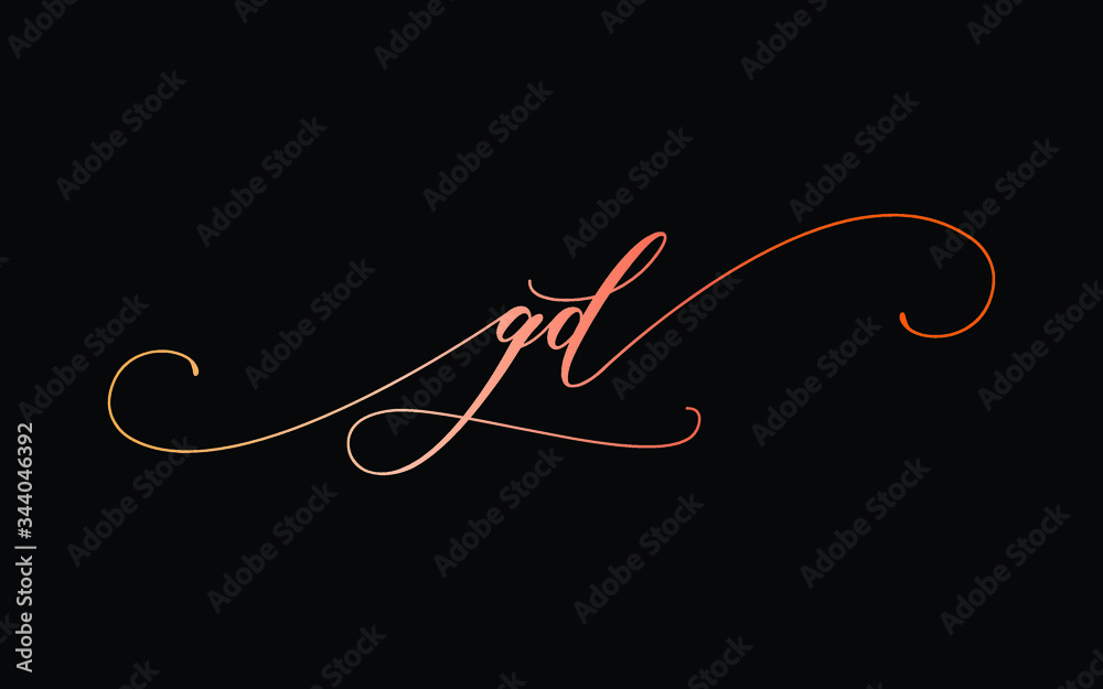 gd or g, d Lowercase Cursive Letter Initial Logo Design, Vector Template
