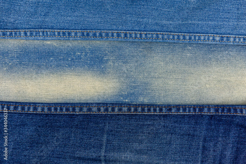 Blue denim jeans top view detail of texture background.