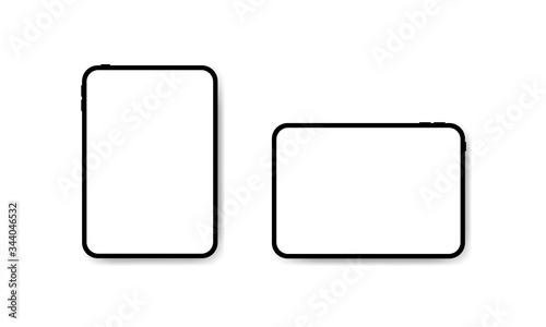 Tablet Computers Mock Up Front view Vector Illustration. Horizontal and Vertical Tab Image