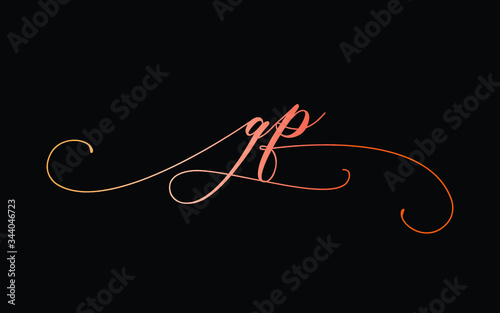 gp or g, p Lowercase Cursive Letter Initial Logo Design, Vector Template
