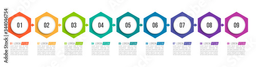 Minimal infographic template design with numbers 9 options or steps.
