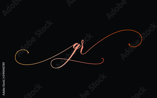 gr or g, r Lowercase Cursive Letter Initial Logo Design, Vector Template