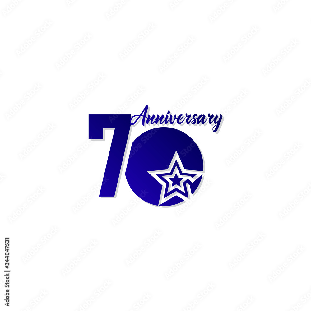 Fototapeta premium 70 Years Anniversary Celebration Star Blue Logo Vector Template Design Illustration