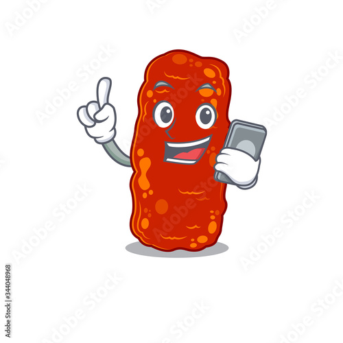 Acinetobacter bacteria cartoon character speaking on phone