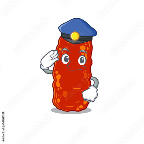 Police officer mascot design of acinetobacter bacteria wearing a hat