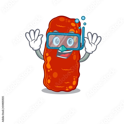 Acinetobacter bacteria mascot design concept wearing diving glasses