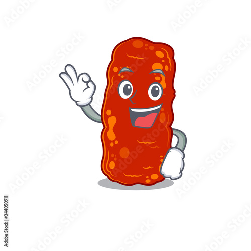 Acinetobacter bacteria mascot design style with an Okay gesture finger