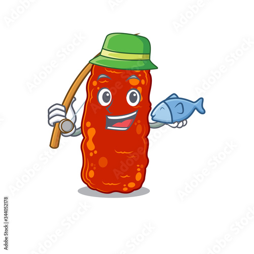 Cartoon design concept of acinetobacter bacteria while fishing
