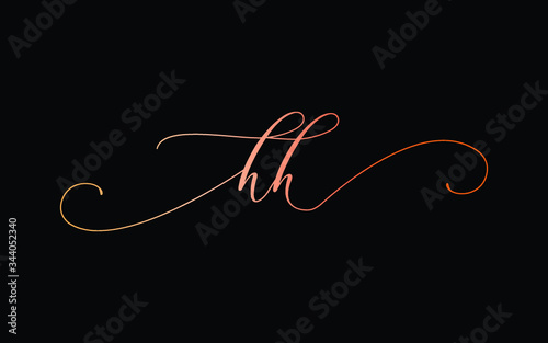 hh or h Lowercase Cursive Letter Initial Logo Design, Vector Template