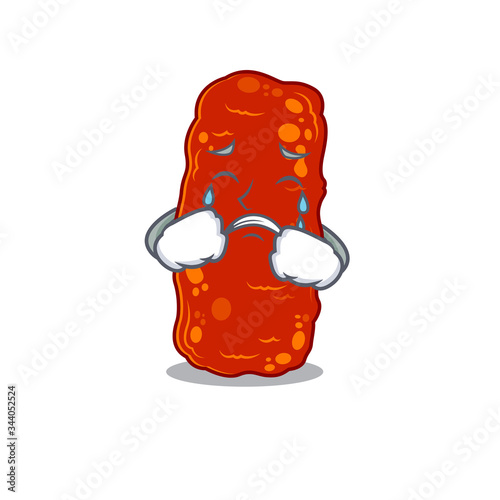 Cartoon character design of acinetobacter bacteria with a crying face