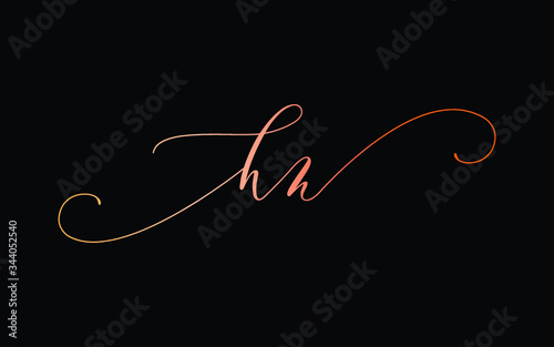 hn or h, n Lowercase Cursive Letter Initial Logo Design, Vector Template