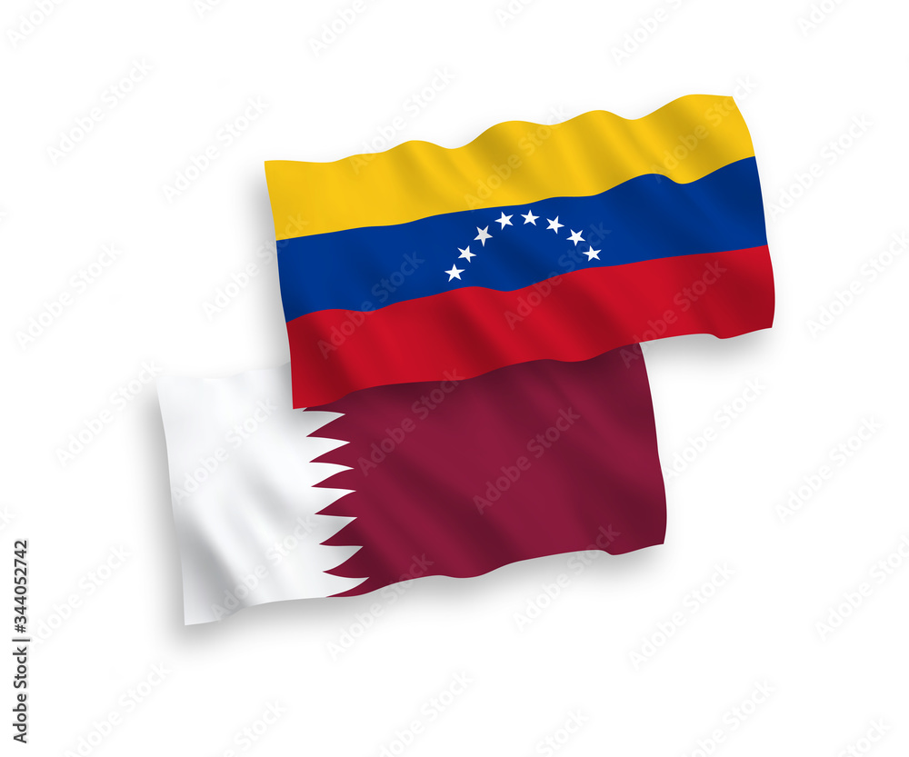 Flags of Venezuela and Qatar on a white background