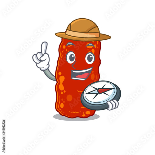 mascot design concept of acinetobacter bacteria explorer with a compass