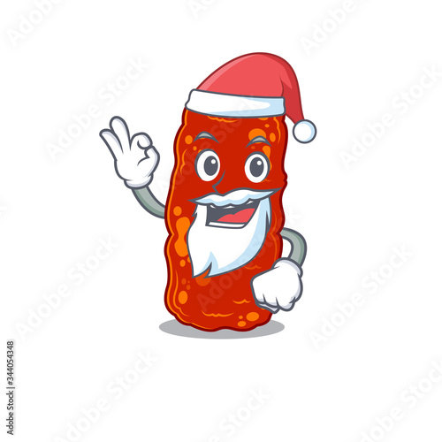 Acinetobacter bacteria Santa cartoon character with cute ok finger