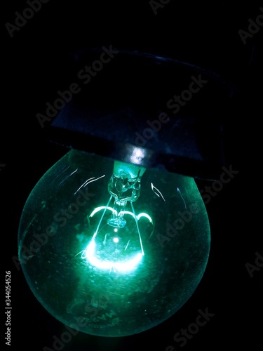 light bulb on black background